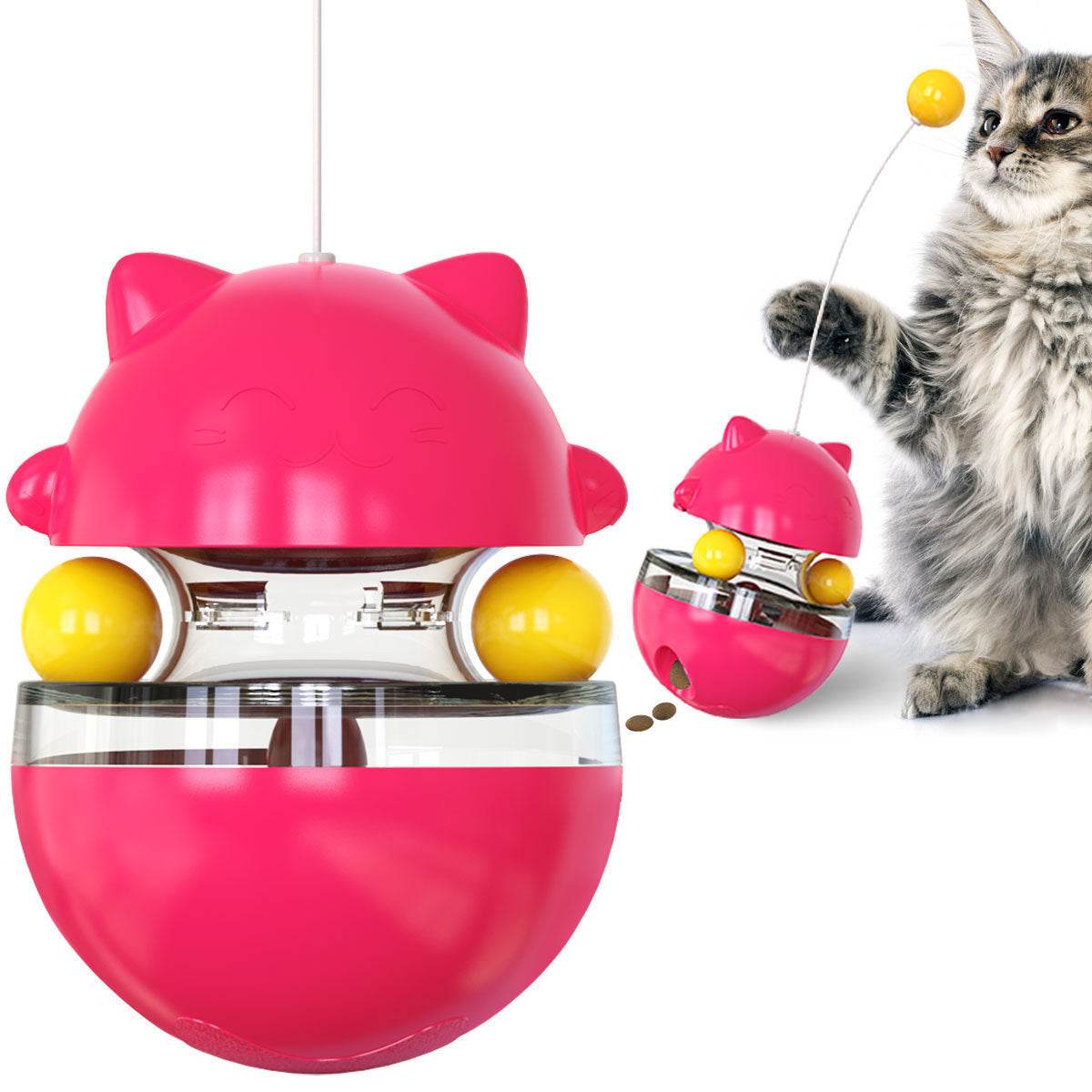 Riospets Interactive Cat Toy Feeder – Rolling Treat Dispenser for Brain Training & Fun Exercise Pink