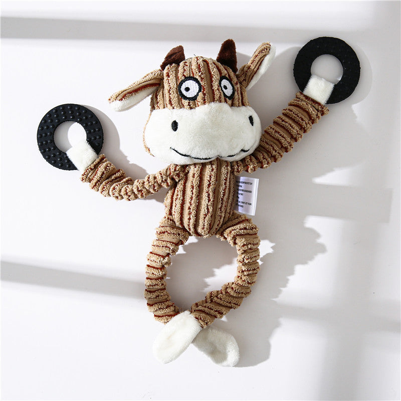 Donkey Plush Dog Toy – Corduroy Chew Squeaky Training Toy