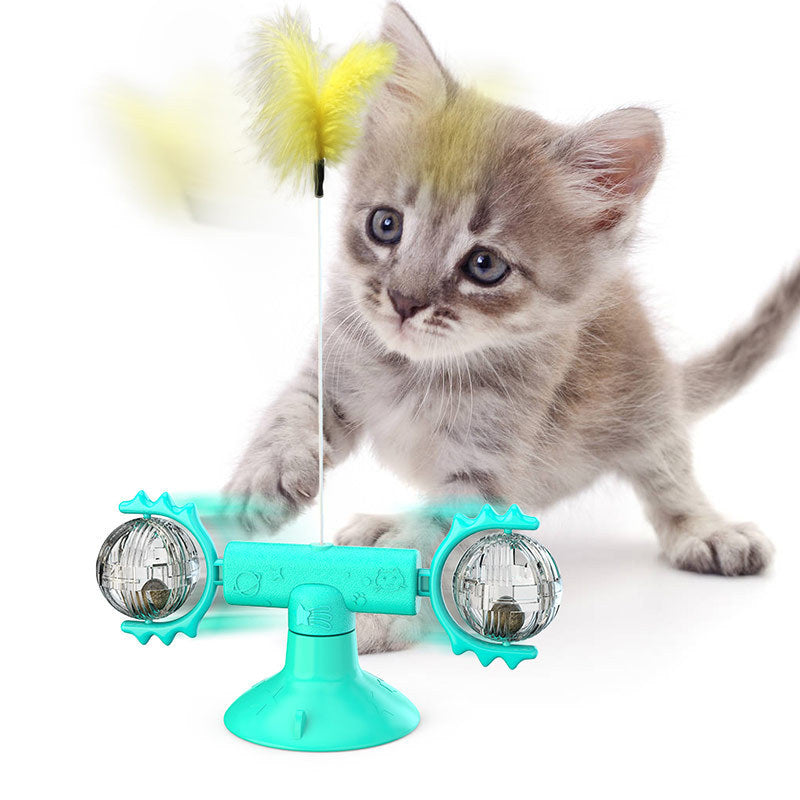 Cat Windmill Toy – Rotating Scratcher & Dental Care Spinner