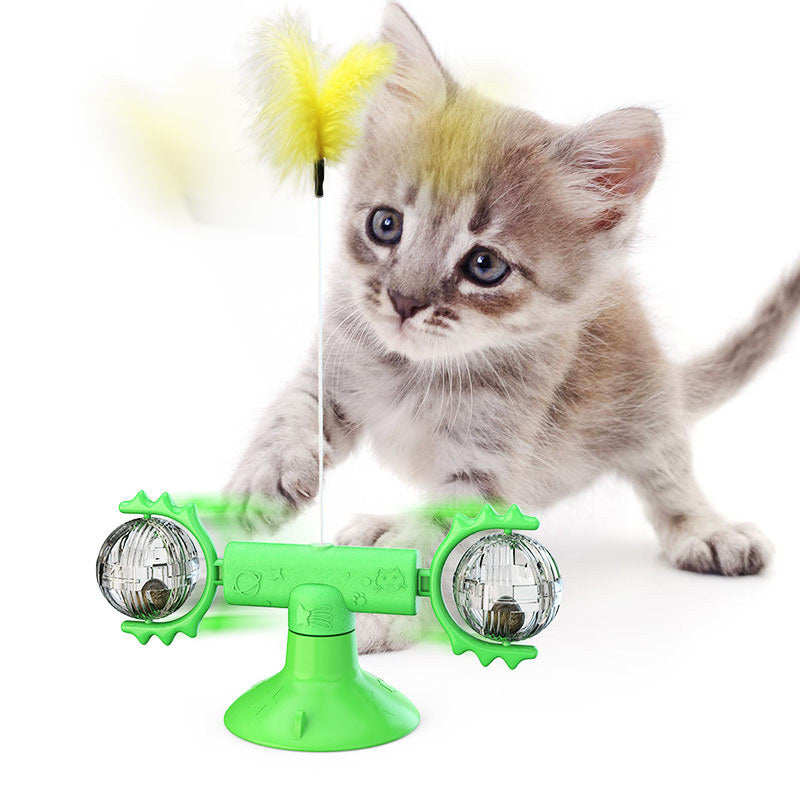 Cat Windmill Toy – Rotating Scratcher & Dental Care Spinner