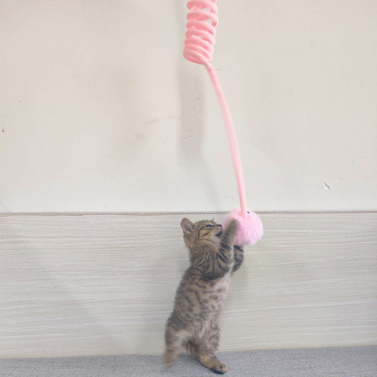 Interactive Spring Cat Toy - Suction Cup & Rabbit Fur