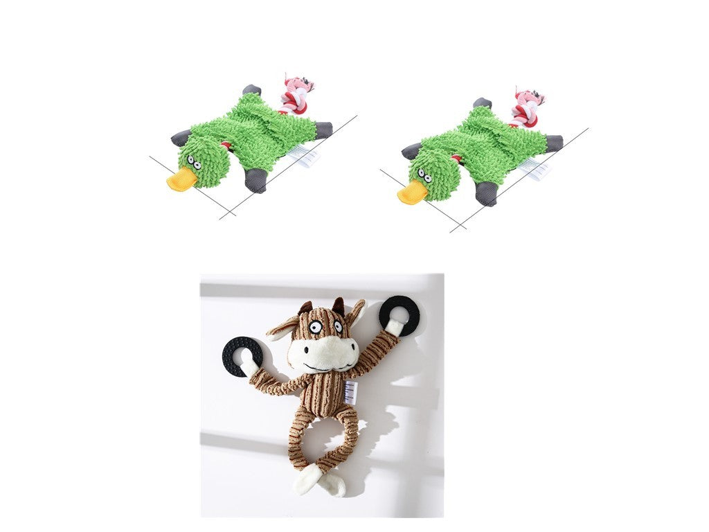 Donkey Plush Dog Toy – Corduroy Chew Squeaky Training Toy