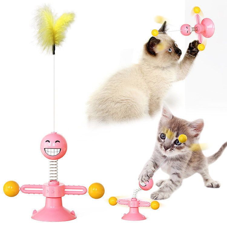 Cat Windmill Toy – Rotating Scratcher & Dental Care Spinner