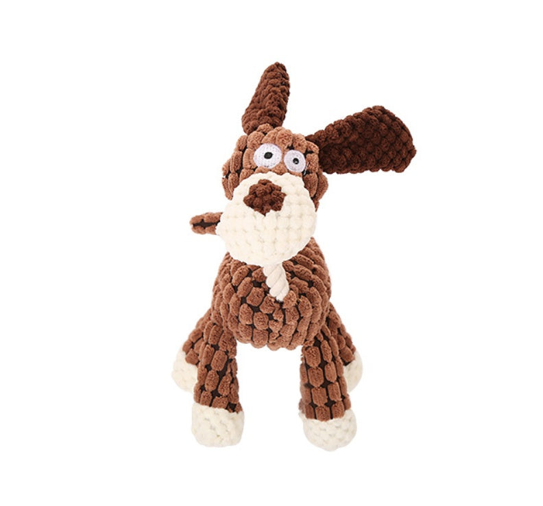 Donkey Plush Dog Toy – Corduroy Chew Squeaky Training Toy