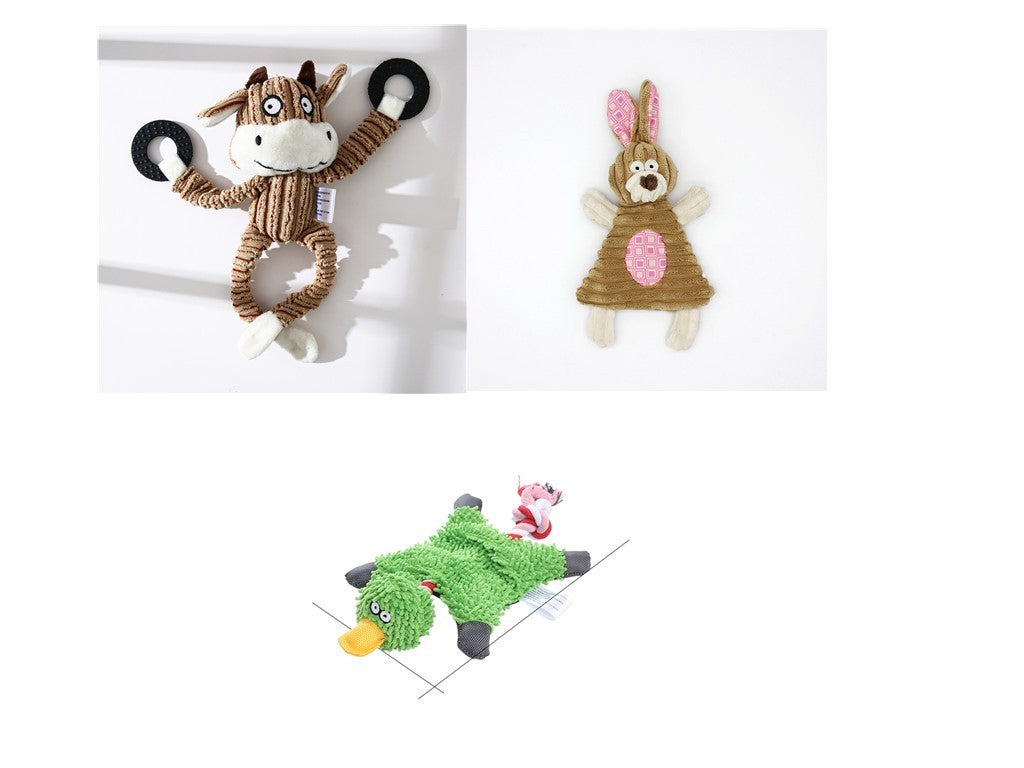 Donkey Plush Dog Toy – Corduroy Chew Squeaky Training Toy