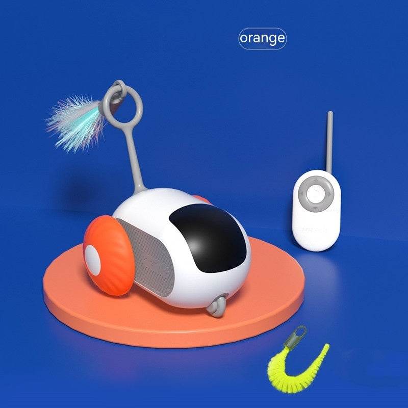 Riospets Remote Control Cat Car - Automatic & Quiet Orange Running Car USB