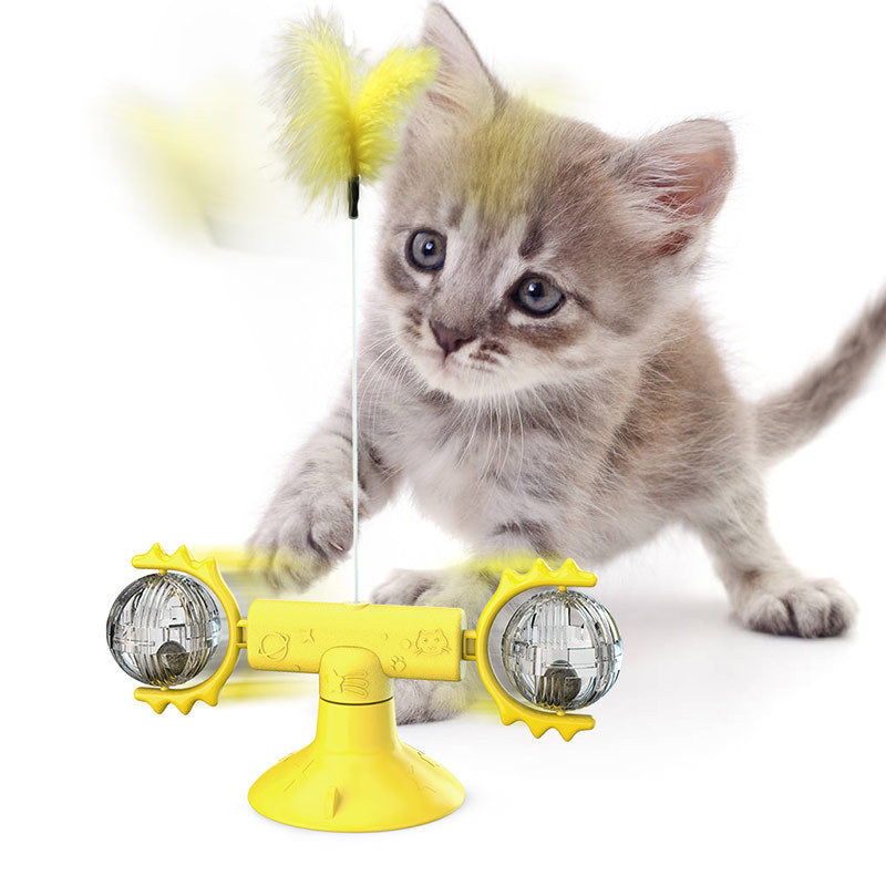 Cat Windmill Toy – Rotating Scratcher & Dental Care Spinner
