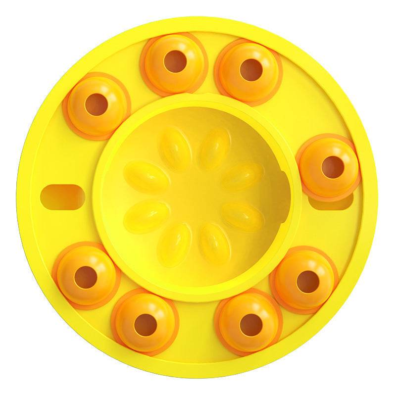 Pet IQ Training Puzzle Bowl – Turntable Slow Feeder for Dogs to Control Eating Speed Yellow