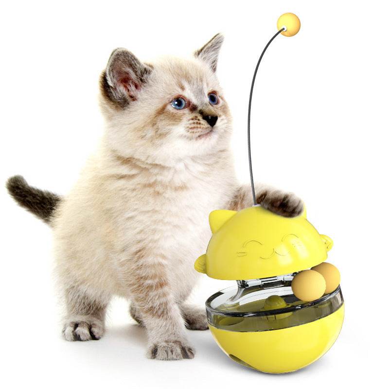 Riospets Interactive Cat Toy Feeder – Rolling Treat Dispenser for Brain Training & Fun Exercise Yellow