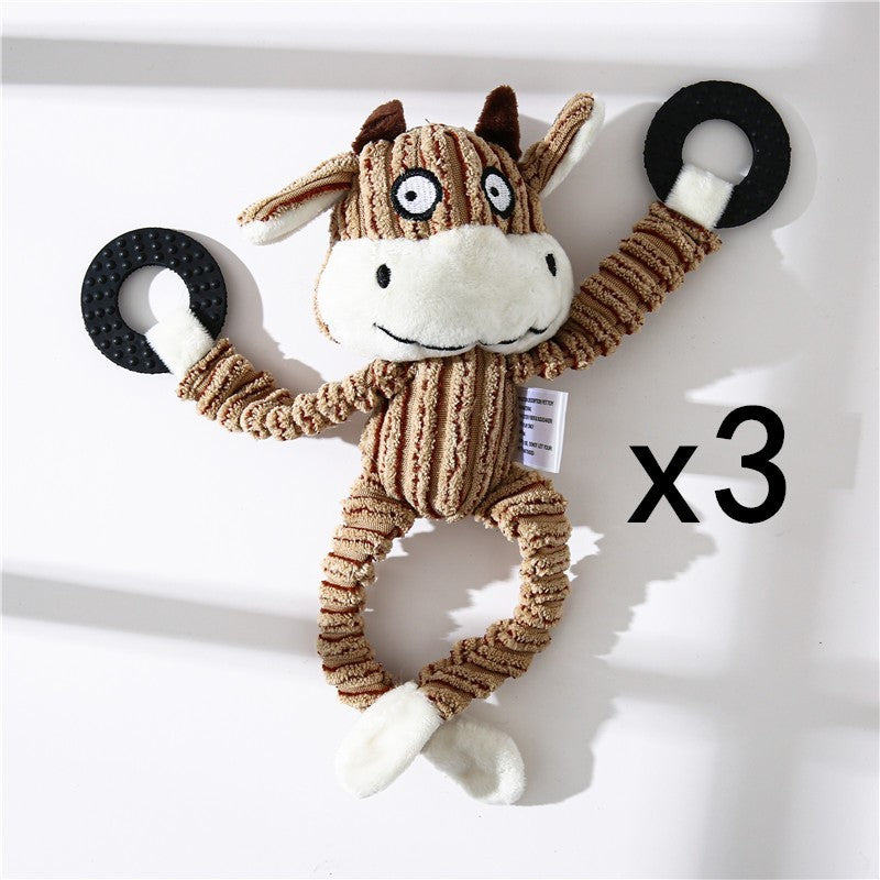 Donkey Plush Dog Toy – Corduroy Chew Squeaky Training Toy