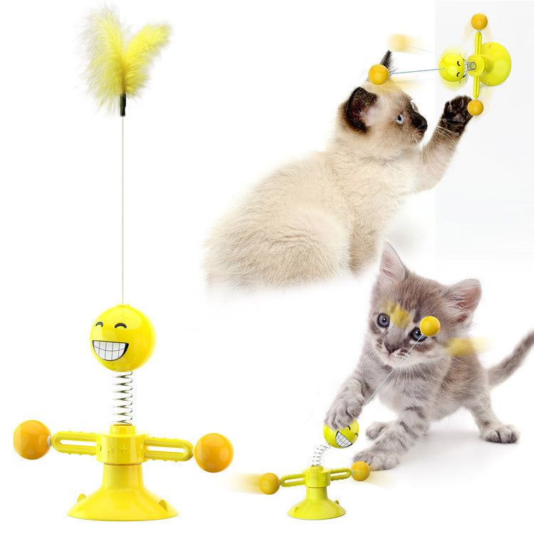 Cat Windmill Toy – Rotating Scratcher & Dental Care Spinner