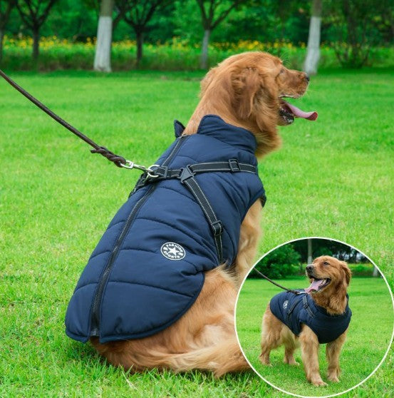 Winter Cotton Dog Vest – Chest-Back Integrated Pet Coat