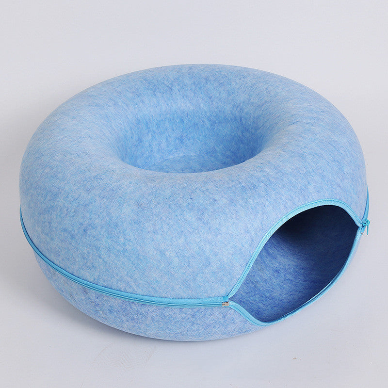 4-Season Cat Nest Tunnel – Dual-Use Felt Bed & Play Tunnel