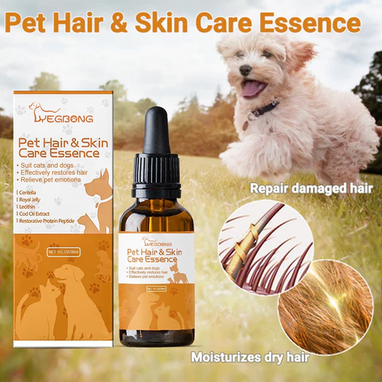 Pet Hair & Skin Care Solution – Anti-Itch, Soft & Fluffy Coat Formula