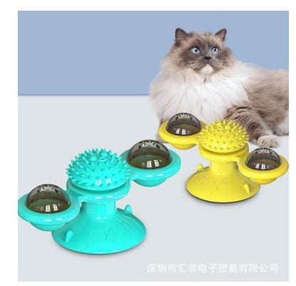 Cat Windmill Toy – Rotating Scratcher & Dental Care Spinner