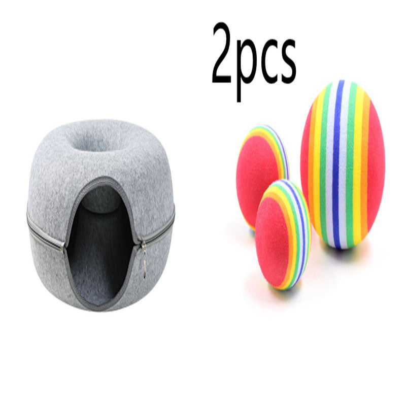 4-Season Cat Nest Tunnel – Dual-Use Felt Bed & Play Tunnel
