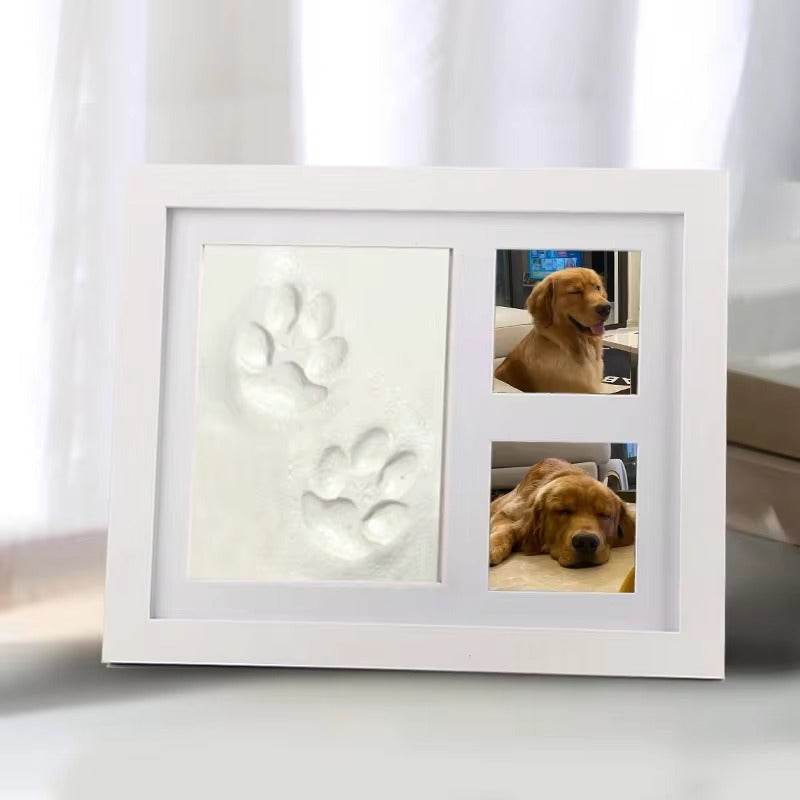 Custom Pet Paw Print Frame – DIY Clay Impression Kit for Cat & Dog Memories White