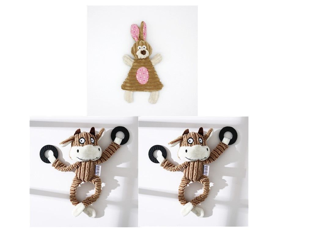 Donkey Plush Dog Toy – Corduroy Chew Squeaky Training Toy