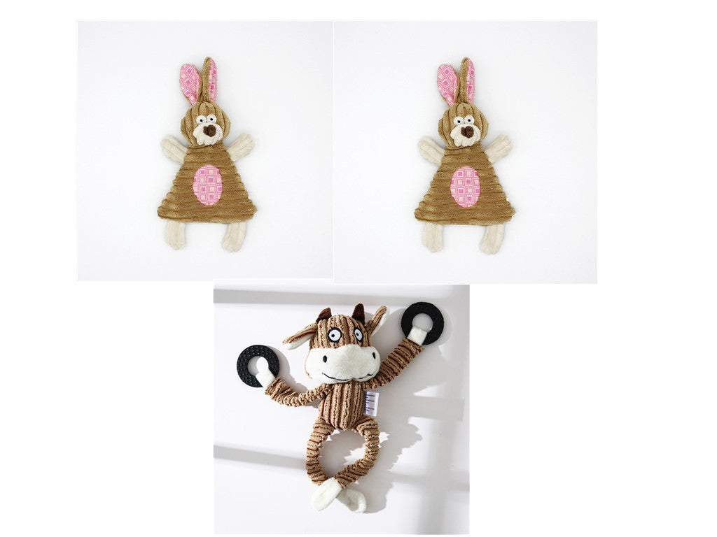 Donkey Plush Dog Toy – Corduroy Chew Squeaky Training Toy