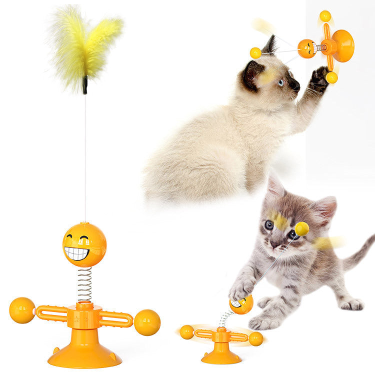 Cat Windmill Toy – Rotating Scratcher & Dental Care Spinner