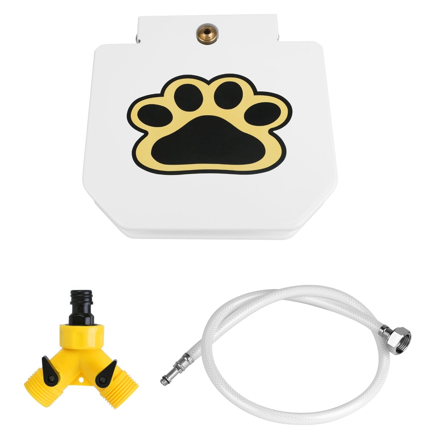1Pc Dog Water Fountain Outdoor Dog Pet Water Dispenser Step-on Activated Sprinkler With Interactive Paw Pedal Valve For Drinking Water White