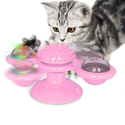 Cat Windmill Toy – Rotating Scratcher & Dental Care Spinner