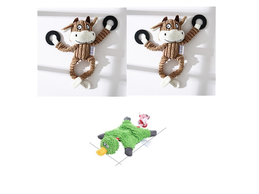 Donkey Plush Dog Toy – Corduroy Chew Squeaky Training Toy