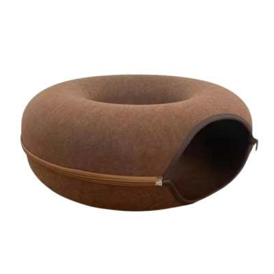 Donut Cat Tunnel Bed – Felt Cave House & Play Toy Combo