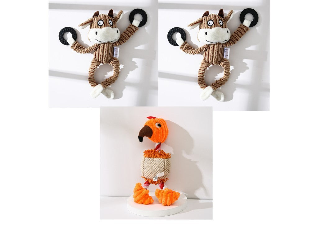 Donkey Plush Dog Toy – Corduroy Chew Squeaky Training Toy