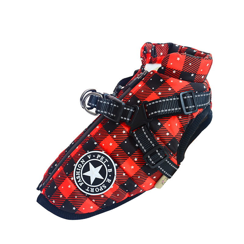 Winter Cotton Dog Vest – Chest-Back Integrated Pet Coat
