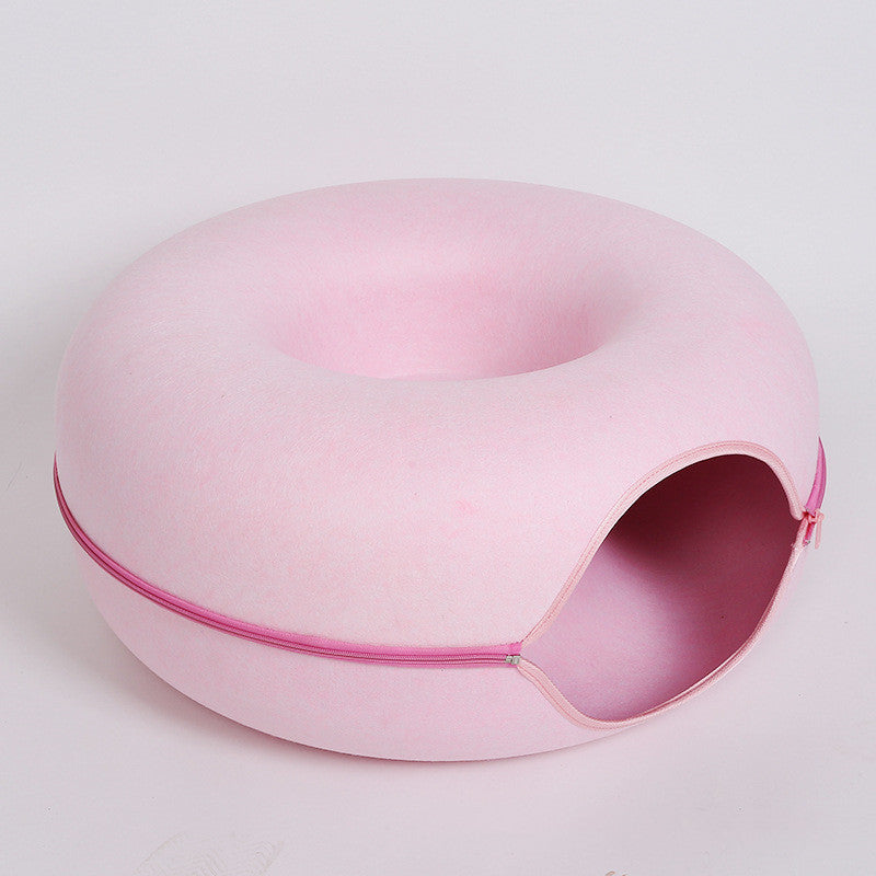 4-Season Cat Nest Tunnel – Dual-Use Felt Bed & Play Tunnel