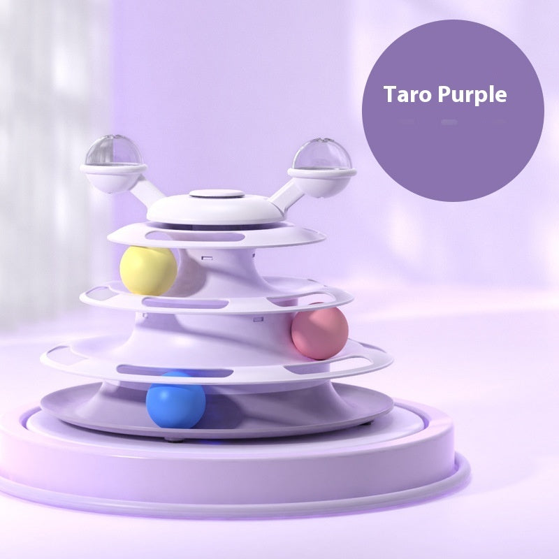 4-Level Cat Tower – Roller Ball Turntable IQ Training Toy