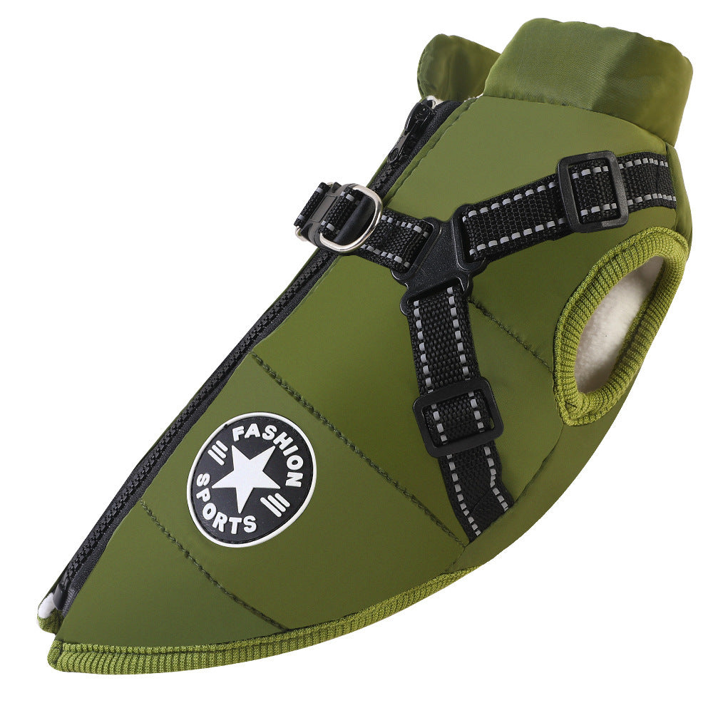 Winter Cotton Dog Vest – Chest-Back Integrated Pet Coat