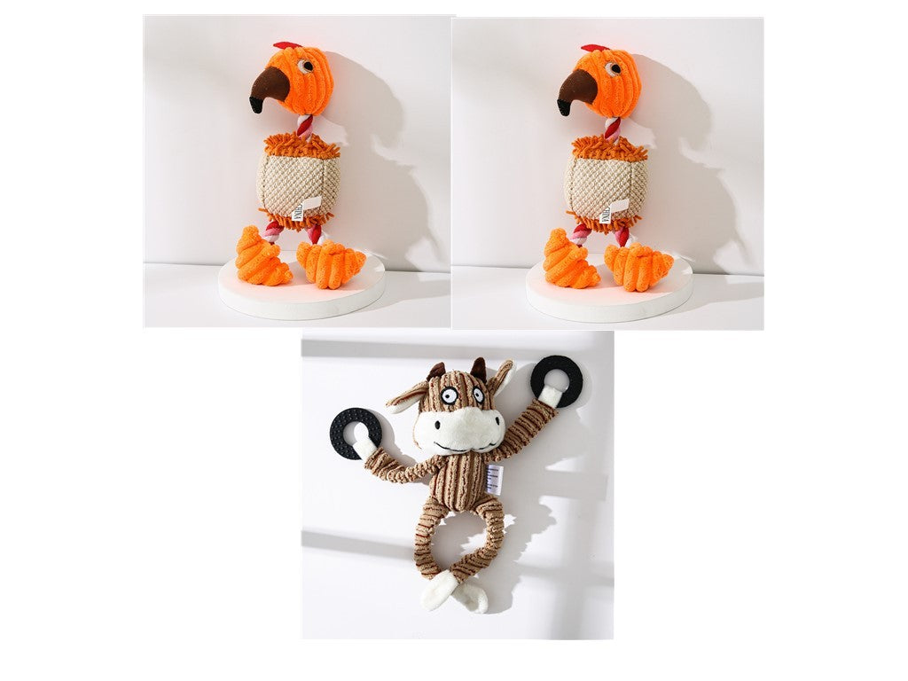Donkey Plush Dog Toy – Corduroy Chew Squeaky Training Toy