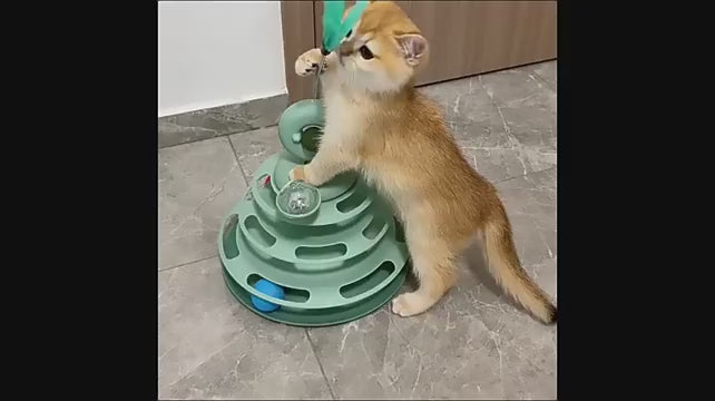 4-Level Cat Tower – Roller Ball Turntable IQ Training Toy