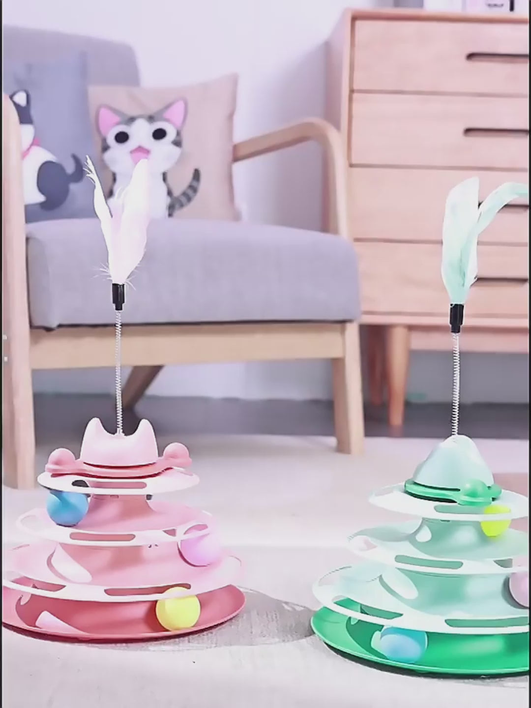 Cat Tower Toy – Multi-Level Rolling Ball Play Board