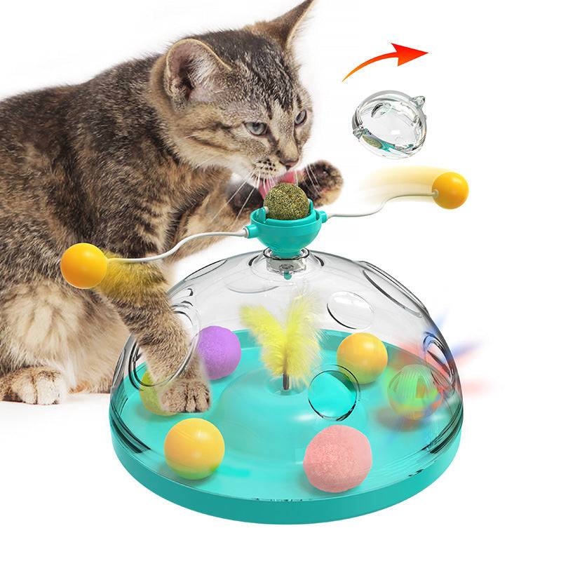 Windmill Cat Toy – Interactive Turntable with Catnip & Luminous Ball