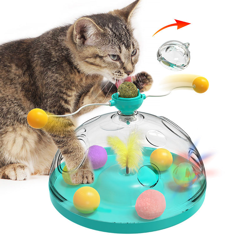 Windmill Cat Toy – Interactive Turntable with Catnip & Luminous Ball