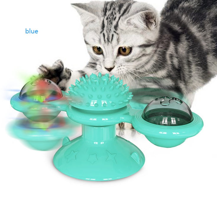 Cat Windmill Toy – Rotating Scratcher & Dental Care Spinner