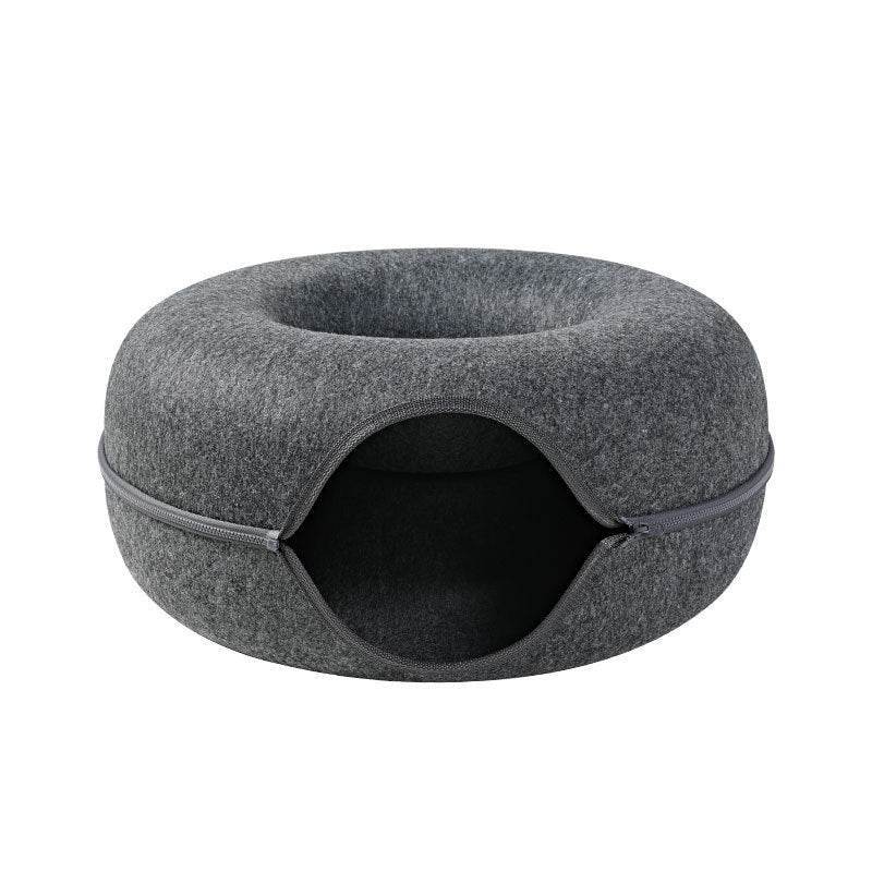 4-Season Cat Nest Tunnel – Dual-Use Felt Bed & Play Tunnel