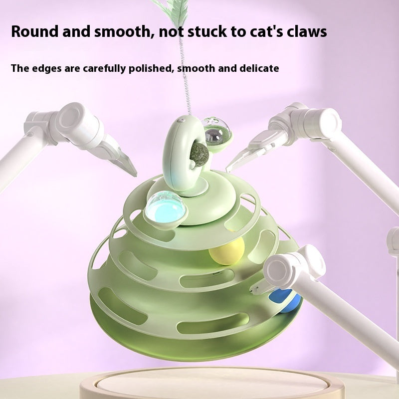 4-Level Cat Tower – Roller Ball Turntable IQ Training Toy