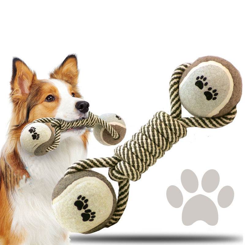 Cotton Rope Tennis Dumbbell Dog Toy Khaki