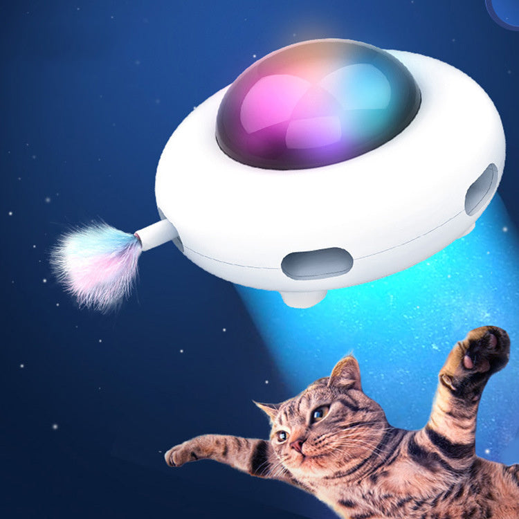 Flying Saucer Cat Toy – Smart Electric UFO Teaser with Rotating Turntable
