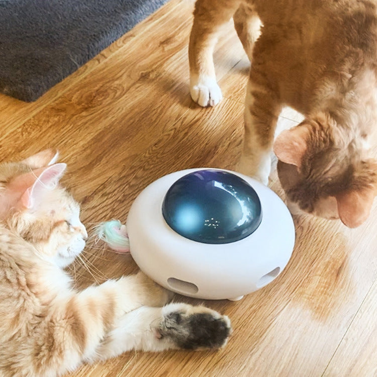 Flying Saucer Cat Toy – Smart Electric UFO Teaser with Rotating Turntable