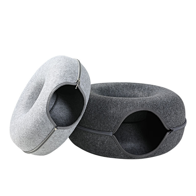 4-Season Cat Nest Tunnel – Dual-Use Felt Bed & Play Tunnel