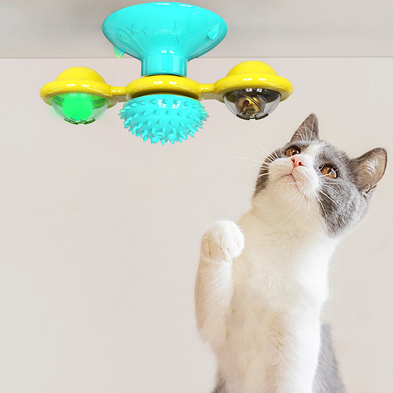 Cat Windmill Toy – Rotating Scratcher & Dental Care Spinner