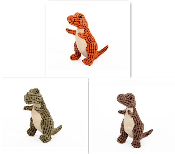 Dinosaur Plush Dog Toy – Interactive Chew Toy for Large & Small Dogs with Squeakers