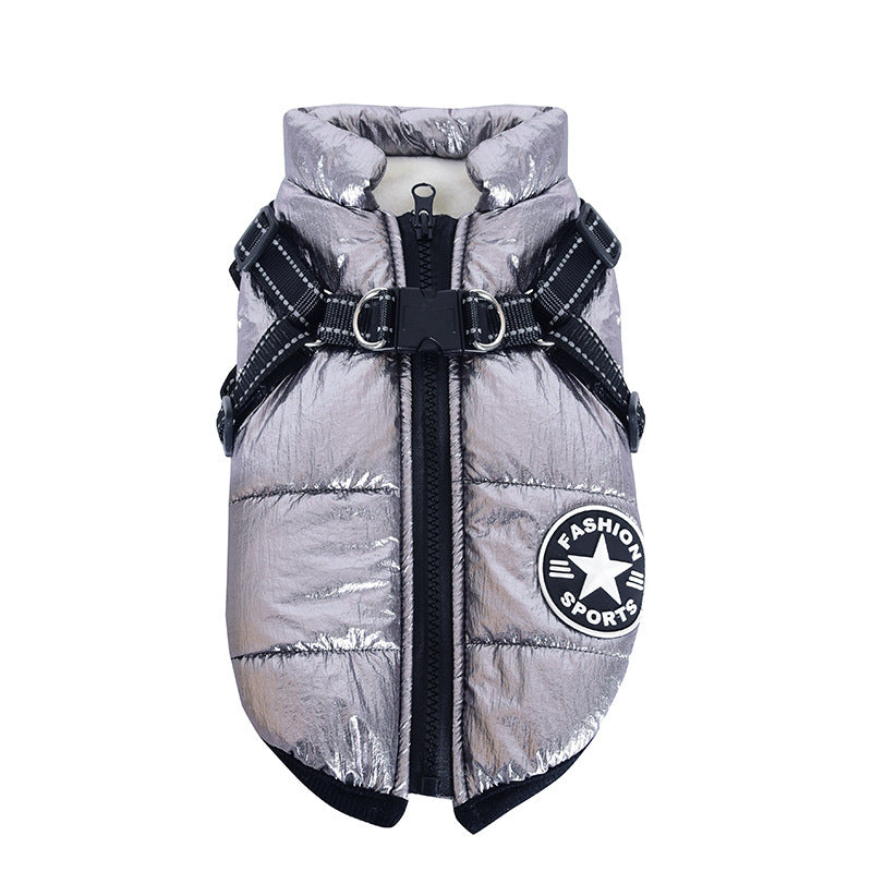 Winter Cotton Dog Vest – Chest-Back Integrated Pet Coat