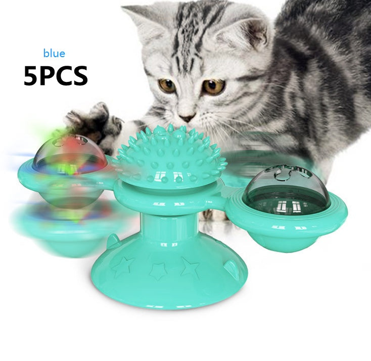 Cat Windmill Toy – Rotating Scratcher & Dental Care Spinner