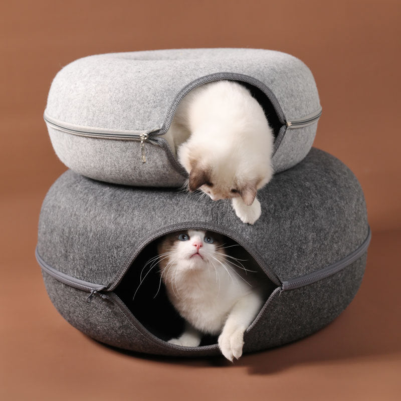 4-Season Cat Nest Tunnel – Dual-Use Felt Bed & Play Tunnel
